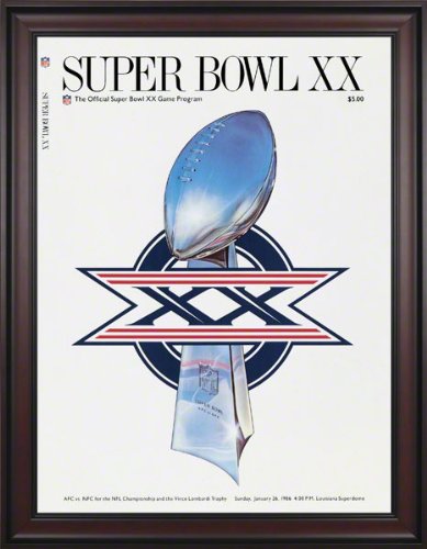 Framed Canvas 36 x 48 Super Bowl XX Program Print | Details: 1986, Bears vs Patriots