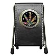 Pen Holder Desk Clock of Marijuana Leaf with Flowers in 60s Colors