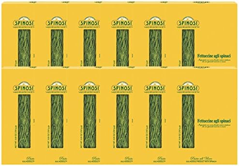 Spinach Fettuccine Egg Pasta by Spinosi (Case of 12 - 8.8 Ounce Packages)