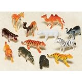 Enlarge toy image: Wild Animals Toy Figures, pack of 12 assorted -  preschool activity for young kids