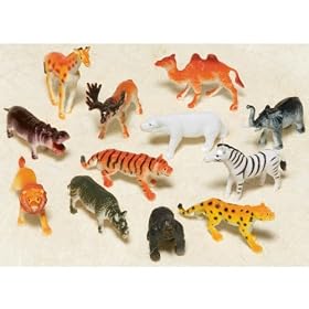 Wild Jungle Animals Toy Figures, Pack of 5 Assorted