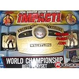 NWA TNA WORLD HEAVYWEIGHT CHAMPIONSHIP KID SIZE TOY WRESTLING BELT and PLAYSET W/MINI FIGURES