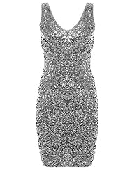 Sexy V-neck Glittering Stretchy Sequined Bodycon Dress/Party Dress 