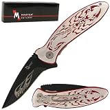 Engraved Scorpion Handle Folding Pocket Knife Over 7.5 inch