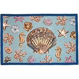 123 Creations C707.28x40 inch Scallop Shell Hooked Rug - 100 Percent Wool