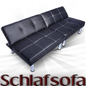 SCHLAFSOFA ca. 177 x 87 x 74 cm (LXBXH) schwarz - BETTSOFA SCHLAFCOUCH SOFA BETTCOUCH LOUNGE COUCH -
