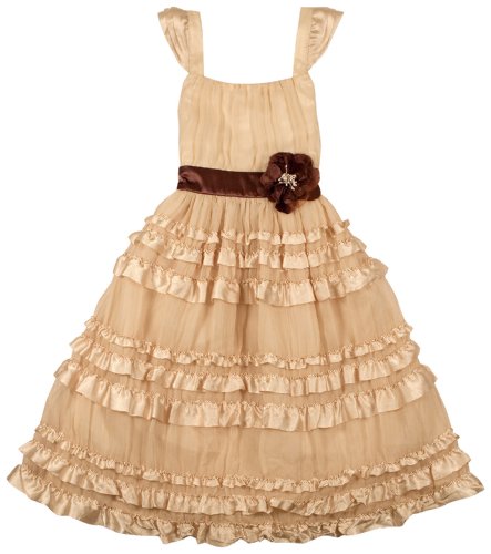 Sweet Heart Rose Girls 7-16 Ruffled Dress W/ Flower