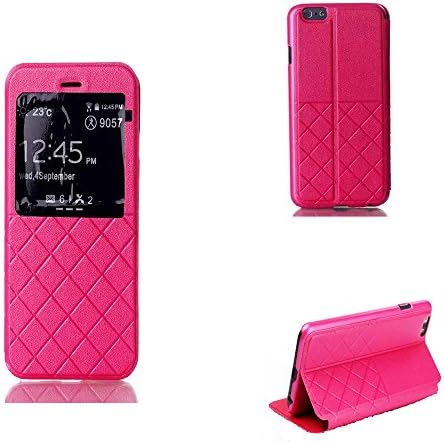 Ashon For Apple iPhone 6 5.5 inch Ultra Slim Magnetic Luxury Window Leather Flip Cover Case (red#02)