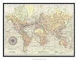 IMAGE OF World Map II MUSEUM WRAP CANVAS Print With Added Heavy BRUSHSTROKES Vision studio 25x19