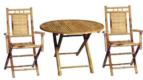 Bamboo 54 Bistro Set with Round Table and Two Chairs
