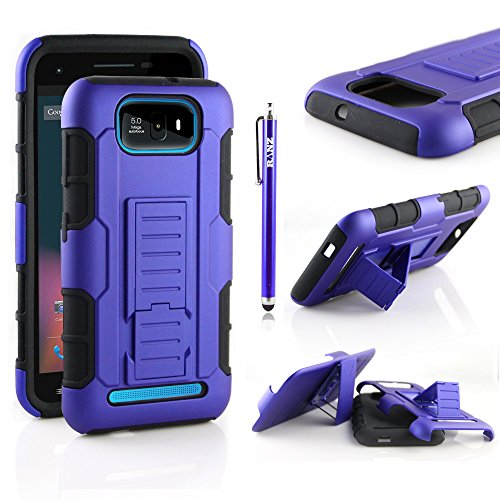 BLU Studio 5.5 Case, RANZ® CAROLINA BLUE Rugged Impact Armor Hybrid Kickstand Cover with Belt Clip Holster Case For BLU Studio 5.5 D610a + Touch Stylus