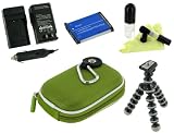 rooCASE 5n1 Nylon Hard Shell (Green) Case with Memory Foam / EN-EL10 650mAh Li-Ion Battery / AC DC Charger / Tripod / LCD Cleaning Kit for Nikon Coolpix S3000 12 MP Digital Camera Plum