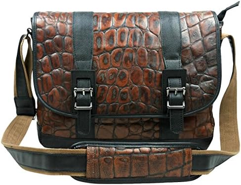 Fashiondiary Men's Vintage Cow Leather Satchel Designer Handbag Brown One Size