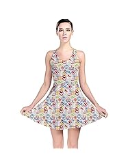 Polyester/Spandex Tropical Print Stretchy Skater Dress 