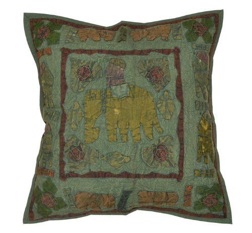 Imagen 2 de Elephant Patch & Jogi bordado indio Algodón Cojín Tradicional Tamaño portada 16 x 16 pulgadas Juego de 5 piezas