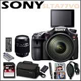 Sony DSLR SLTA77VQ 24.3MP Digital SLR Camera & 16-50MM Lens + 18-250MM Zoom Lens + Sony 16 GB Memory Card + Sony Camera Bag + Accessory Kit