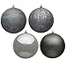 Vickerman 490228-2.4 Pewter 4 Assorted Finishes Ball Christmas Tree Ornament (60 pack) (N596087A)
