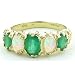 18K Yellow Gold Ladies 5 Stone Emerald & Opal Ring - Finger Sizes L to Z Available