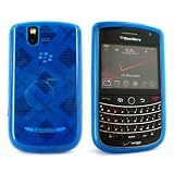 For Blackberry Tour 9630 Crystal Skin Case Blue Argyle