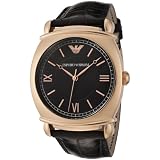 Emporio Armani Men’s AR0320 Black Dial Black Leather Watch