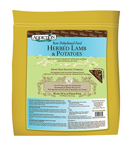 Addiction Raw Dehydrated Grain-Free Dog Food, Herbed Lamb & Potatoes, 8lbs