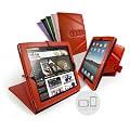 Tuff-Luv Tri-Axis Stasis Series: Faux Leather Case Cover for Apple iPad 2 - Red