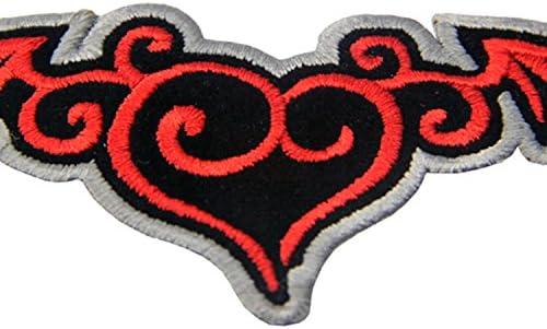 Embird Heart and Wings Embroidered Iron On / Sew On Patch