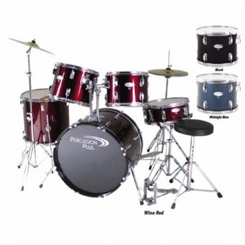 Best Deal on Percussion Plus 5 Piece Drum Kit Wine Red
