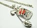 Rockabilly Dog Tag Skull Pendant with Skull Heat Rose Chrams