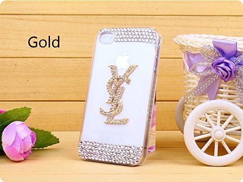 YSL Rhinestone Transparent Shell for iPhone 5s Gold