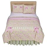 Flower Basket Comforter Set in Pink and Green Size: Full/Queen