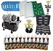 Ultimate 6 Airbrush Tattoo Kit with 28 1 Ounce Temporary Tattoo Ink Includes: Compressor, Hose, Airbrush, Ink, And Stencils