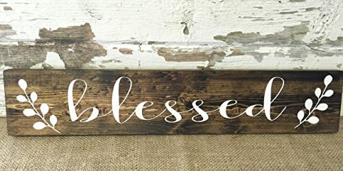 Blessed Wooden Rustic Script Sign Farmhouse Wall Hanging Plaque