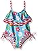Pink Platinum Girls' Colorful Flowers & Wave Swimsuit