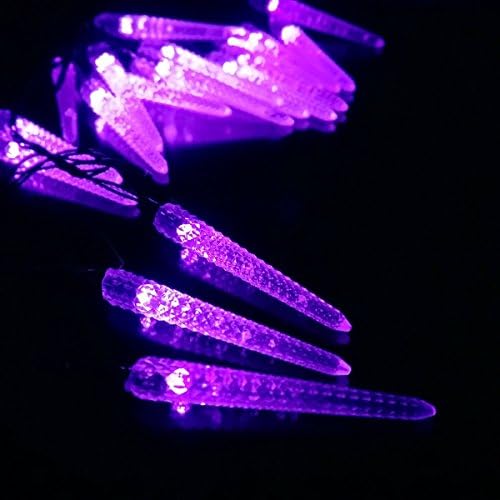 LED SopoTEK Solar Powered Christmas Light, 16.4ft 4.8meters 20 LED 8 modes Icicle/corn solar fairy String Lights for Outdoor, Gardens, Homes, Wedding, Christmas Party, Waterproof (20LED Purple)