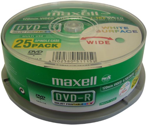 Maxell DVD-R Rohlinge (16x Speed, 4, 7GB, 120 Min, 25er Spindel) Preisvergleich