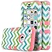 ULAK iPhone 5C Case, 3in1 Anti Slip iPhone 5C Case Hybrid with Soft Flexible Inner Silicone Skin Protective Case Cover for Apple iPhone 5C Green Wave + Coral Pink