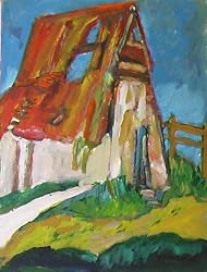 Untitled Original Landscape Oil Painting on Canvas By Carmel Artist Jane Bradford - Unframed Artwork