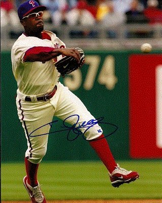 Autographed/Hand Signed Jimmy Rollins 8x10 Photo Philadelphia Phillies