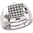 14K White Gold Diamond Gent's Ring - 0.75 Ct.
