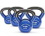 Set Vinyl Coated Kettlebell 10 + 15 + 20 + 25 lbs - &sup2;KYXBZ