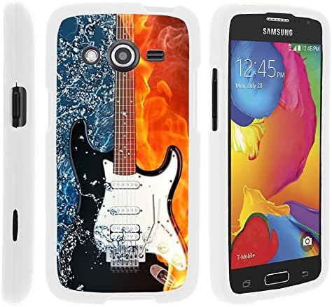 Galaxy Avant Phone Case, Slim Hard Shell Snap On Case with Custom Images for Samsung Galaxy Avant SM-G386T (T Mobile, MetroPCS) from MINITURTLE | Includes Clear Screen Protector and Stylus Pen - Fire Water Electric Guitar