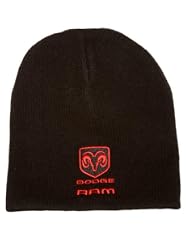 Dodge RAM Logo Embroidered Black Cuffless Knit Beanie by Team Industries