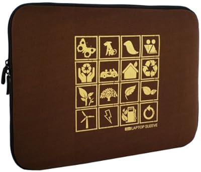 14 inch Brown Recycle Symbol Netbook Laptop Sleeve Bag Carrying Case for Macbook, Acer, ASUS, Dell, HP, Lenovo, Sony, Toshiba