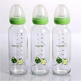 Momo Baby 8oz Glass Feeding Bottles 3-Pack Green