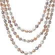 HinsonGayle Extreme Baroque Collection Handpicked AAA Exotic Metallic Multicolor Free-Form Baroque Cultured Pearl Rope Necklace (65 Inches)