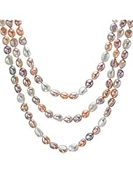 HinsonGayle AAA Handpicked Exotic Metallic 10-11mm Multicolor Free-Form Baroque Cultured Pearl Rope Necklace (Extreme Baroque Collection, 65")