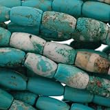 Magnesite : Barrel-Plain - 14mm Height, 8mm Width, No Grade - Sold by: 16 Inch Strand. with Angel Mountain Beads Heart Charm (.625 x .570 inches)