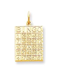 10K Yellow Gold Bingo Card Charm Polished Jewelry