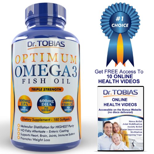 Omega 3 Fish Oil Pills (180 Counts) Triple Strength Fish Oil